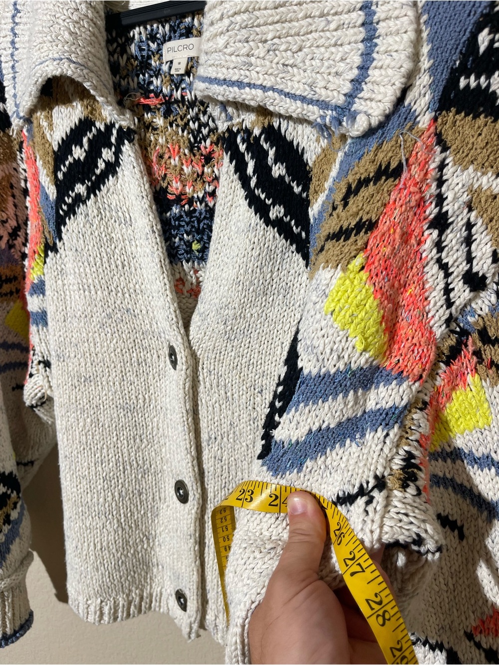 Cream Multi-Color Knit Button-Up Sweater - Picture 5 of 6